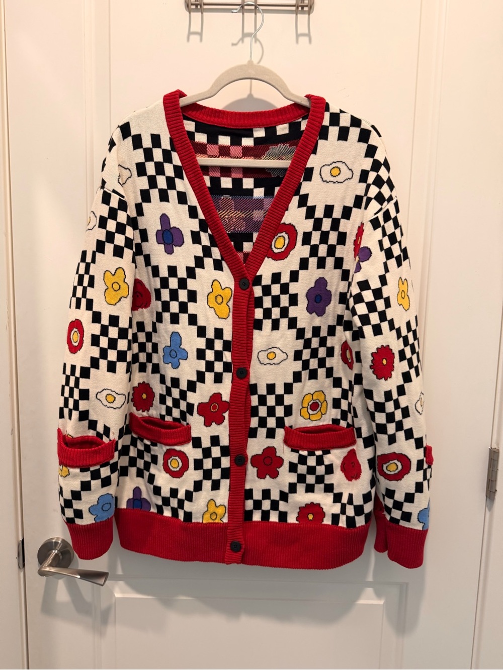 Kina and Tam Floral
Checkerboard Cardigan Size L